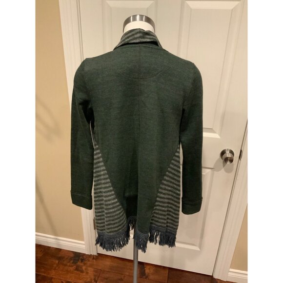 Saturday Sunday Gray Sweatshirt Material W/Striped Fleece Open Cardigan, Size XS - Picture 6 of 7
